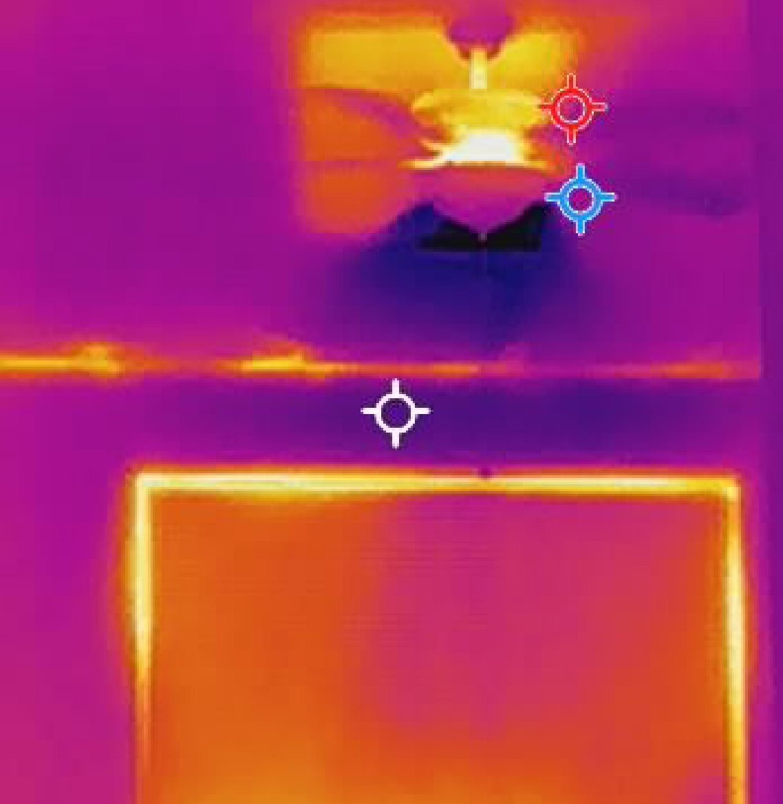 Thermal image of an uninsulated recessed light fixture