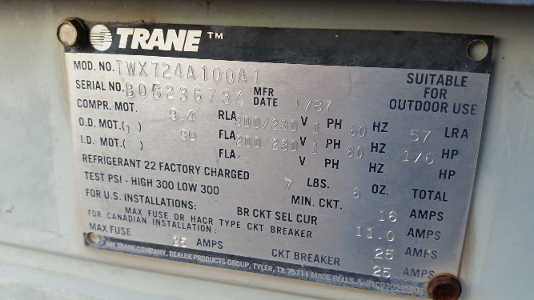 Model 87 Trane AC